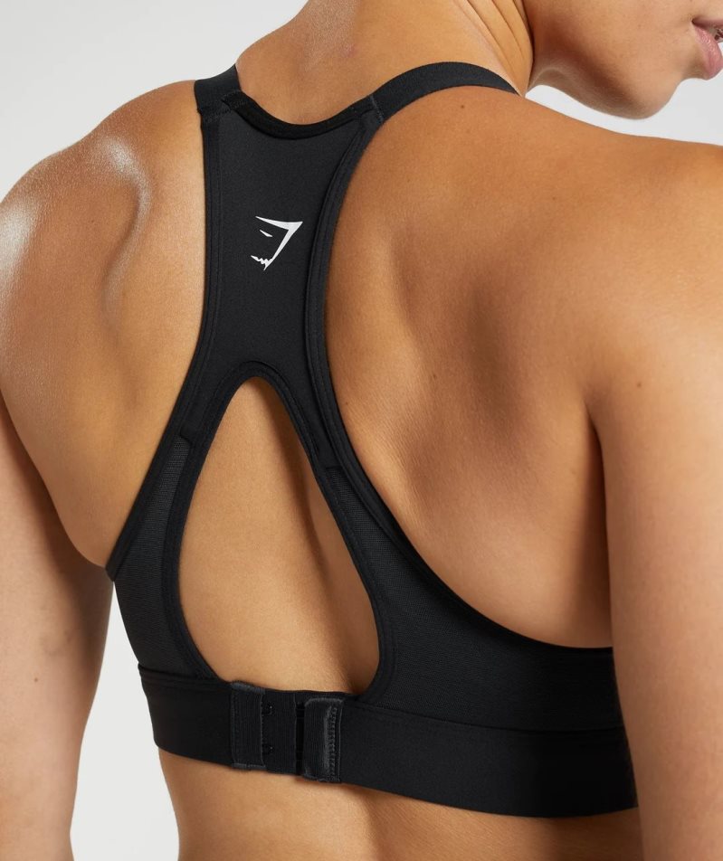 Women's Gymshark Cut Out Back High Support Sports Bra Black | CA AN0578